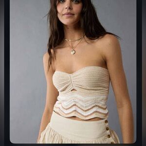 AE Cropped Chevron Crochet Boho Chic Tube Top